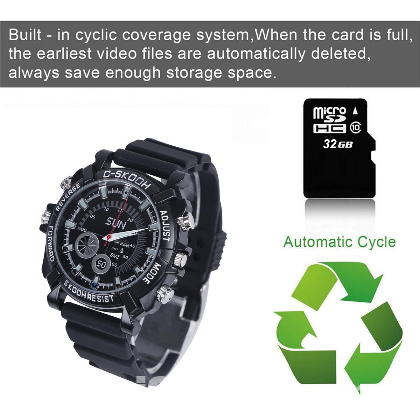 Spy Watch Camera Waterproof 32GB Night Vision